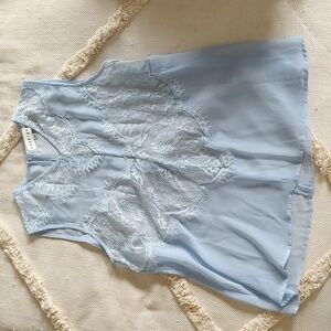 Light Blue Lace Sleeveless Blouse